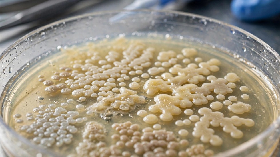 Antibiotikaresistens hot: närbild av bakterieodling på laboratorium med antibiotikaresistensforskning