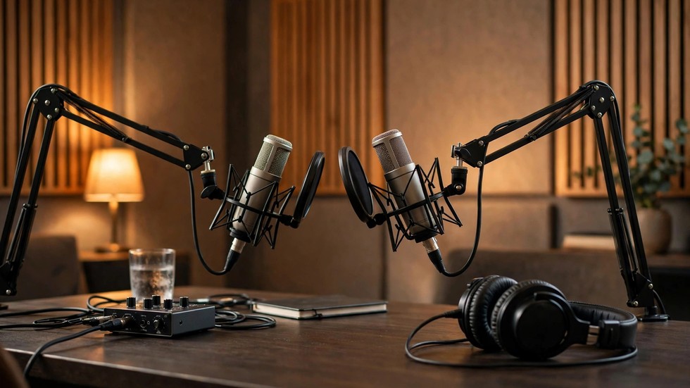 Svenska podcasts: person som lyssnar på podcasts med hörlurar