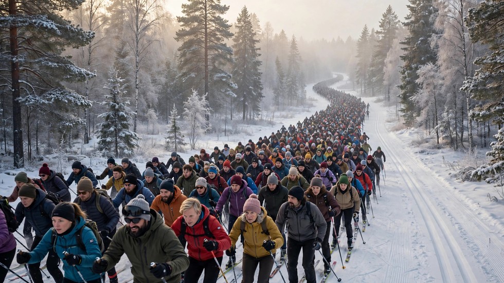 Vasaloppet med tusentals skidåkare i Dalarna